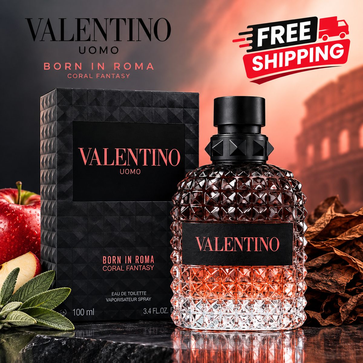 Valentino Uomo Born in Roma Coral Fantasy Eau de Toilette 100ml men's perfume bottle and box