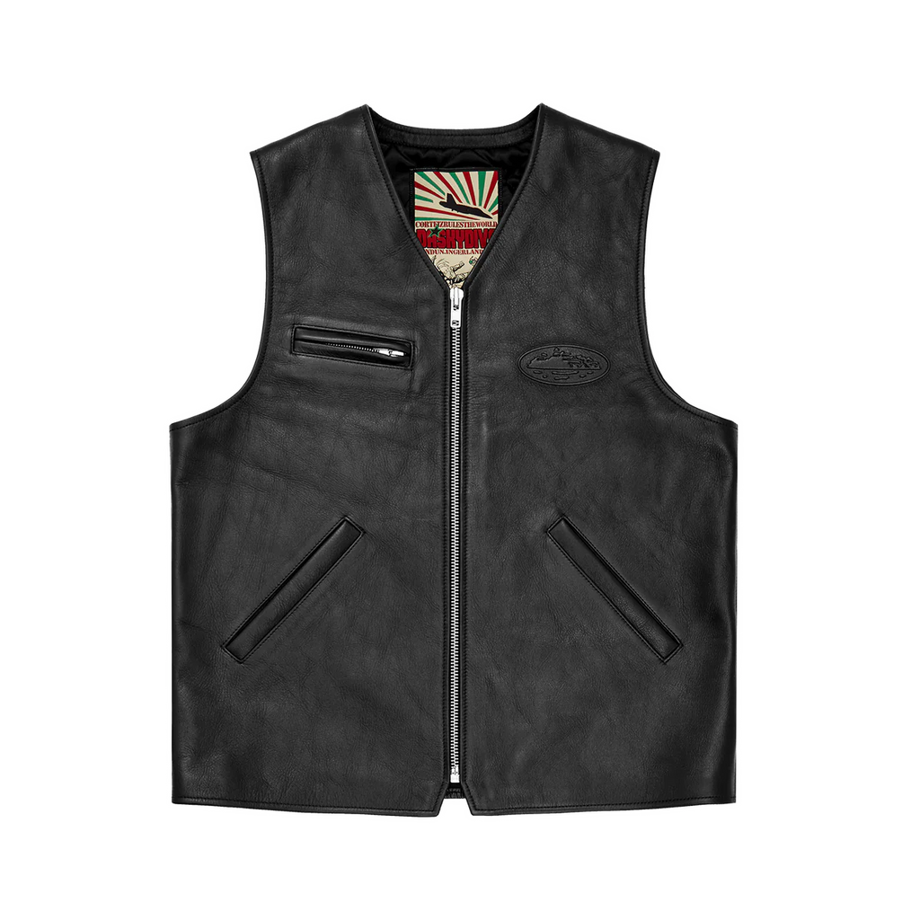 SKYDIVE LEATHER VEST [BLACK]