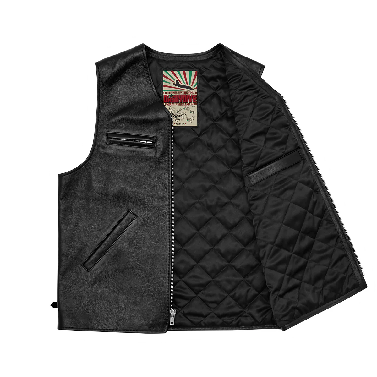 SKYDIVE LEATHER VEST [BLACK]