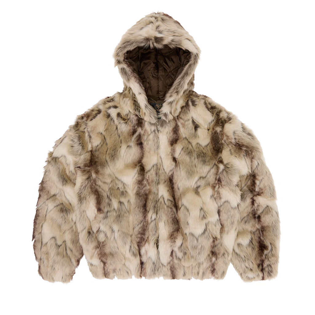 PELT HOODED FUR JACKET [FAWN]
