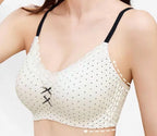 Cute women’s white polka dot lace bow black bra 75AB M Korean style
