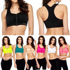 Women Seamless Zip front Sports Bra Non Wired Yoga Fitness Vest Sexy Crop Top Tank