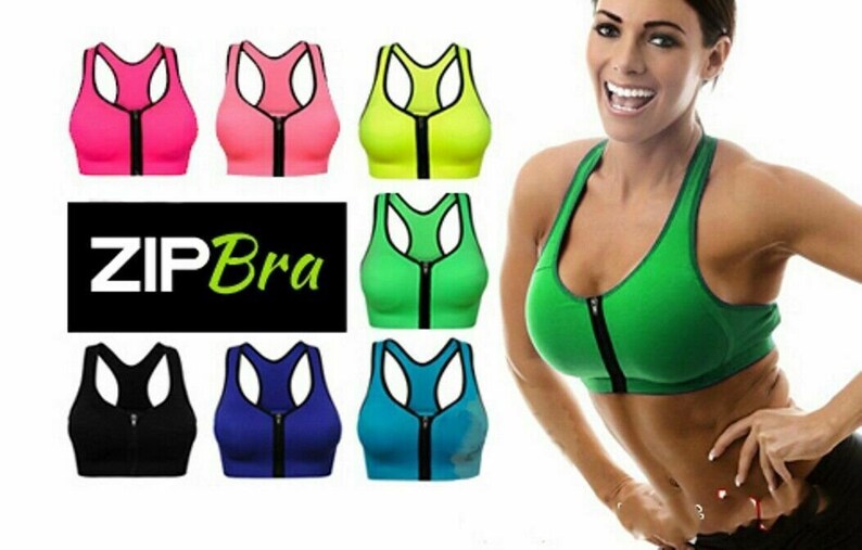Women Seamless Zip front Sports Bra Non Wired Yoga Fitness Vest Sexy Crop Top Tank