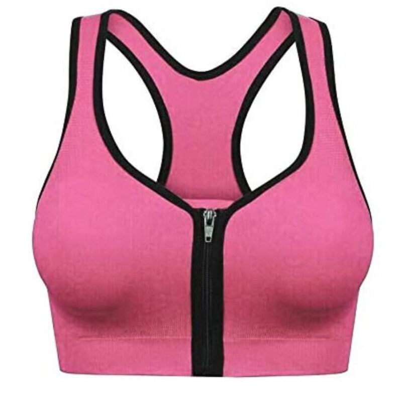 Women Seamless Zip front Sports Bra Non Wired Yoga Fitness Vest Sexy Crop Top Tank