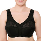 Wireless Plus Size Bra Minimizer Wide Straps Unlined Full Coverage 36 38 40 42 44 46 48 50 52/C D E F G H I J (Black)