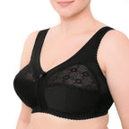 Wireless Plus Size Bra Minimizer Wide Straps Unlined Full Coverage 36 38 40 42 44 46 48 50 52/C D E F G H I J (Black)