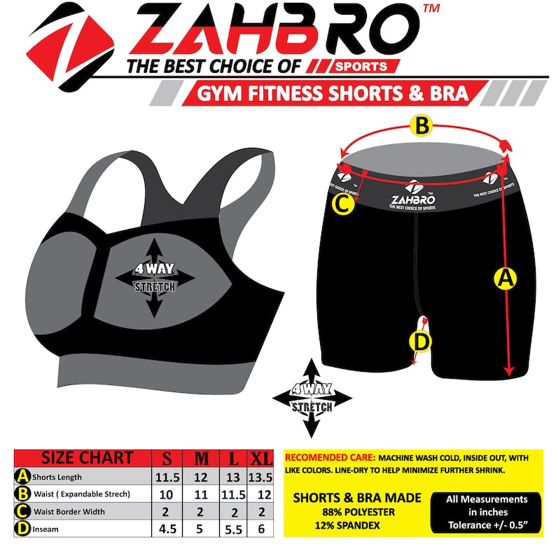 ZAHBRO Women's High Waisted Shorts and Bra Set: 4-Way Stretch Activewear