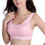 Women padded top sports bra ladies bandeau comfort seamless Full Coverage lace Bra Yoga Exercise Bralette crop top vest