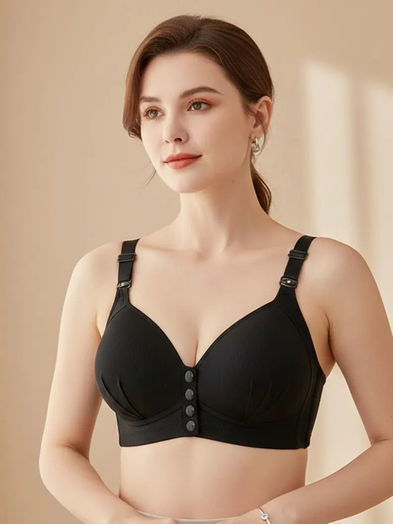 Women Plus Size Front Buckle Push Up Bra Adjustable Breathable Comfortable Daily Wear Bra Seamless Thin Cup Support Bra