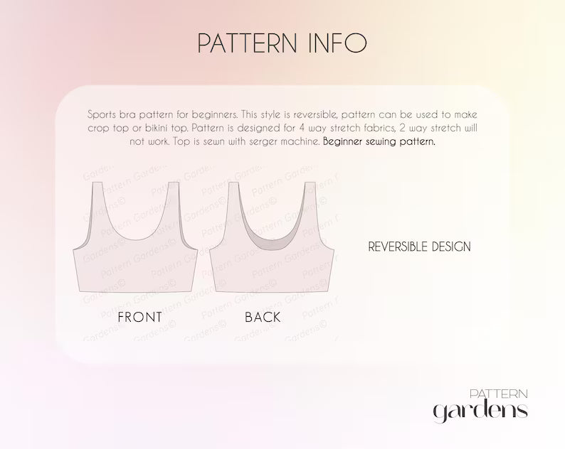 Sports Bra Sewing Pattern, Bralette Pattern, Yoga Top Pattern Pattern, Bikini Top Pattern