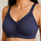 Cotton Mix Sports Bra with Removable Pads and Front Button Closure