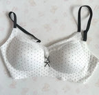Cute women’s white polka dot lace bow black bra 75AB M Korean style