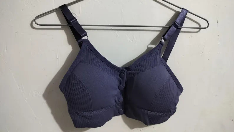 Cotton Mix Sports Bra with Removable Pads and Front Button Closure