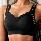 Ribbed Wireless Bra, Seamless Push Up Bralette, Plus Size Support Bra, Wide Strap Everyday Underwear, Women’s Comfort Lingerie