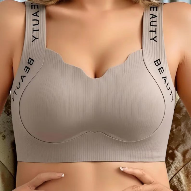Ribbed Wireless Bra, Seamless Push Up Bralette, Plus Size Support Bra, Wide Strap Everyday Underwear, Women’s Comfort Lingerie