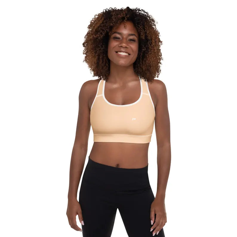 Women’s Padded Sports Bra – Sun Beige | Supportive Activewear Bra for Gym, Yoga & Travel
