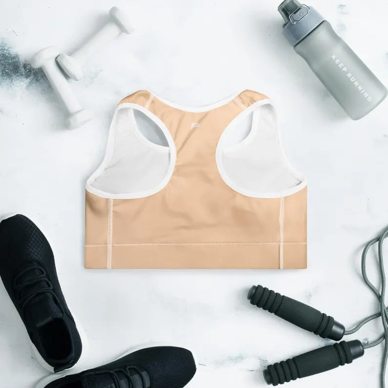 Women’s Padded Sports Bra – Sun Beige | Supportive Activewear Bra for Gym, Yoga & Travel