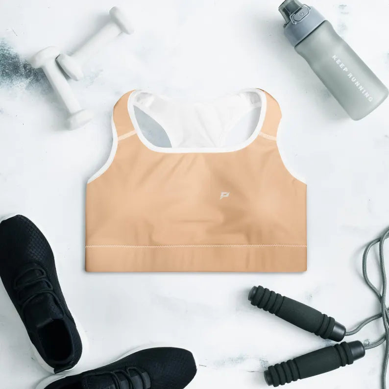Women’s Padded Sports Bra – Sun Beige | Supportive Activewear Bra for Gym, Yoga & Travel
