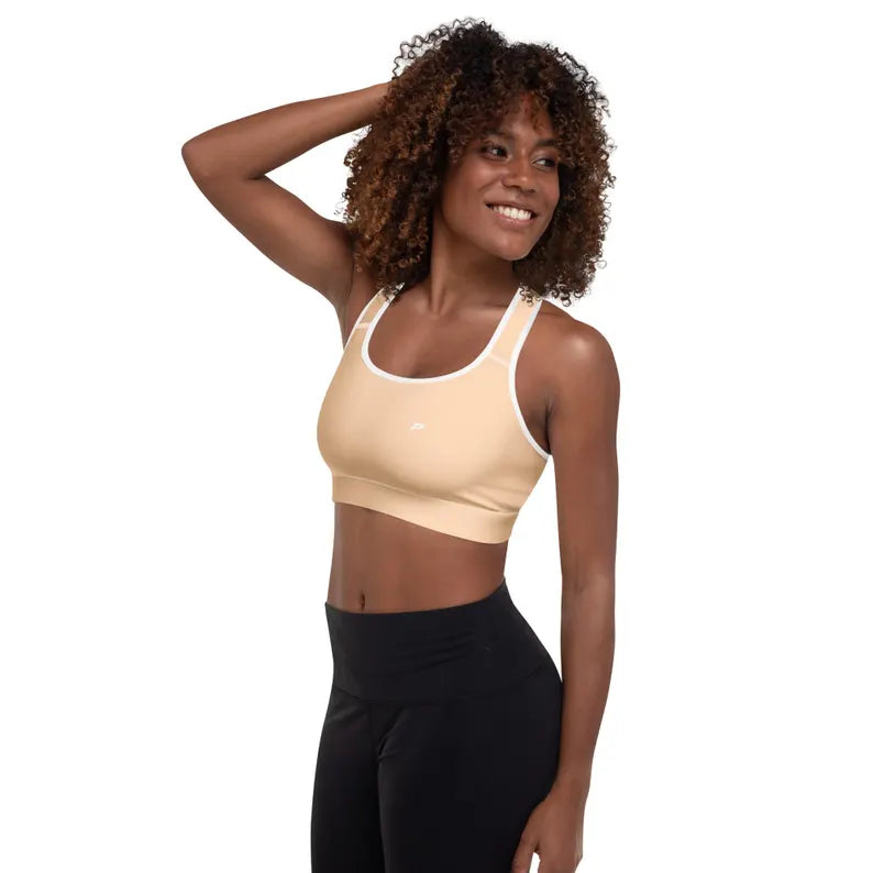 Women’s Padded Sports Bra – Sun Beige | Supportive Activewear Bra for Gym, Yoga & Travel