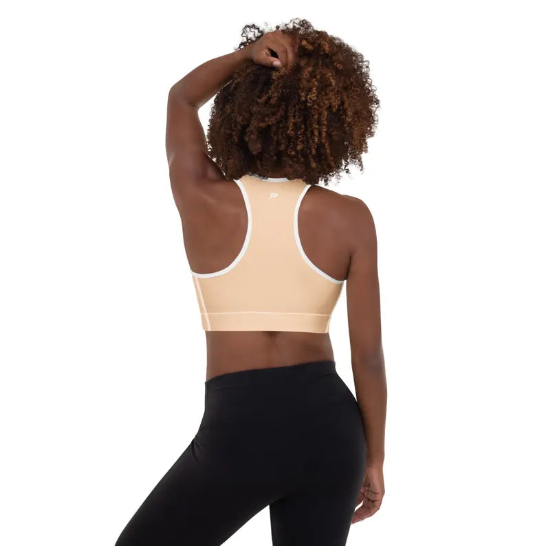 Women’s Padded Sports Bra – Sun Beige | Supportive Activewear Bra for Gym, Yoga & Travel