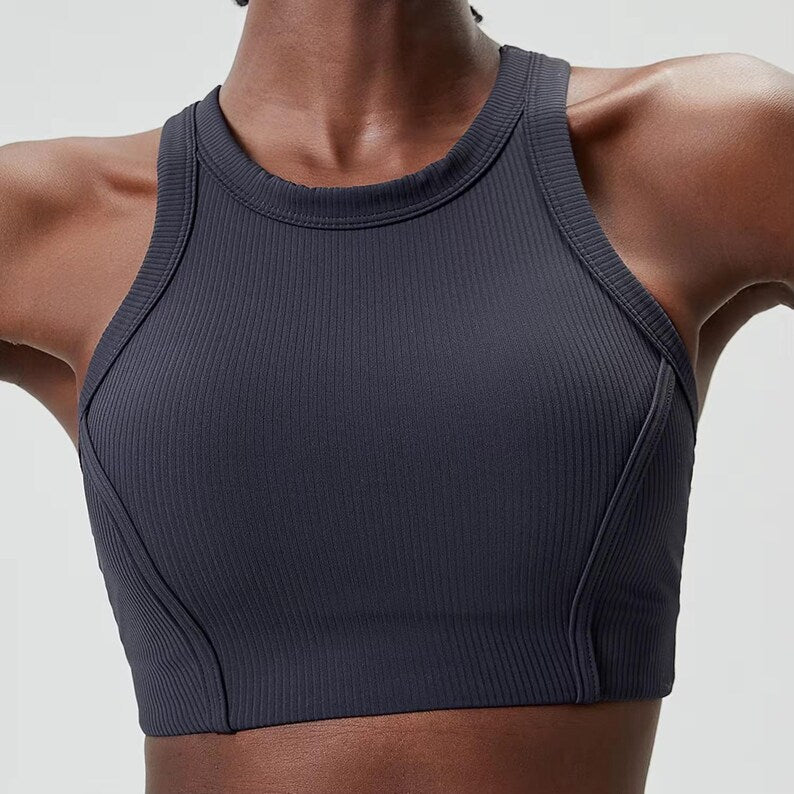Women's High Impact Ribbed Sports Bra