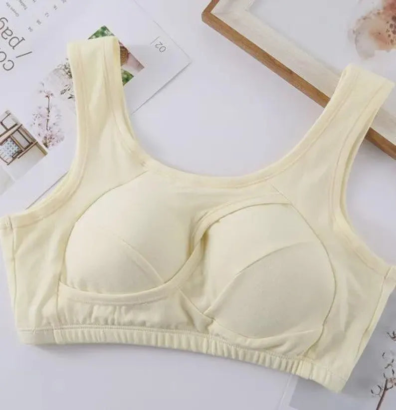 Plus Size Cotton Wireless Sleep Bra, Soft Breathable Seamless Lounge Bralette